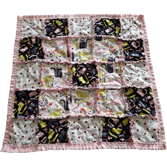 NEW Homemade Newborn Rag Quilt Security Blanket/ Doll Blanket /Pet Blanket - Picture 2 of 13